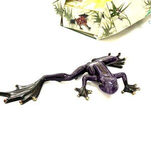 Pavone Purple Frog Porcelain Figurine Gold tone Toes Detail